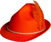 Partychimp Oranje Hoed Bayern met Veer Koningsdag EK WK voor bij Verkleedkleren Volwassenen Oranje verkleedkleding - One Size