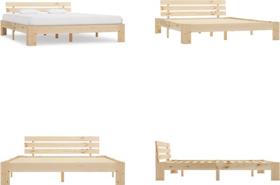 vidaXL Bedframe massief grenenhout 160x200 cm - Bedframe - Bedframes - Bed Frame - Bed Frames