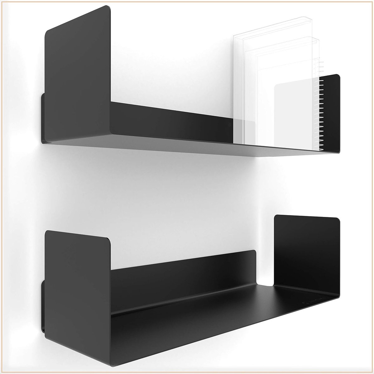 SHOP YOLO - wandplank -hoogglans -Wandplank voor kantoor & woonkamer-2 stuk-zwart