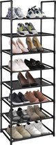 Étagère à chaussures à 8 niveaux pour 16 à 20 paires d'étagères à chaussures, étagère à chaussures étroite et haute, noir
