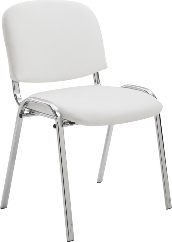 Clp Ken - Chaise de salle à manger - Aspect chrome - Cuir artificiel - blanc