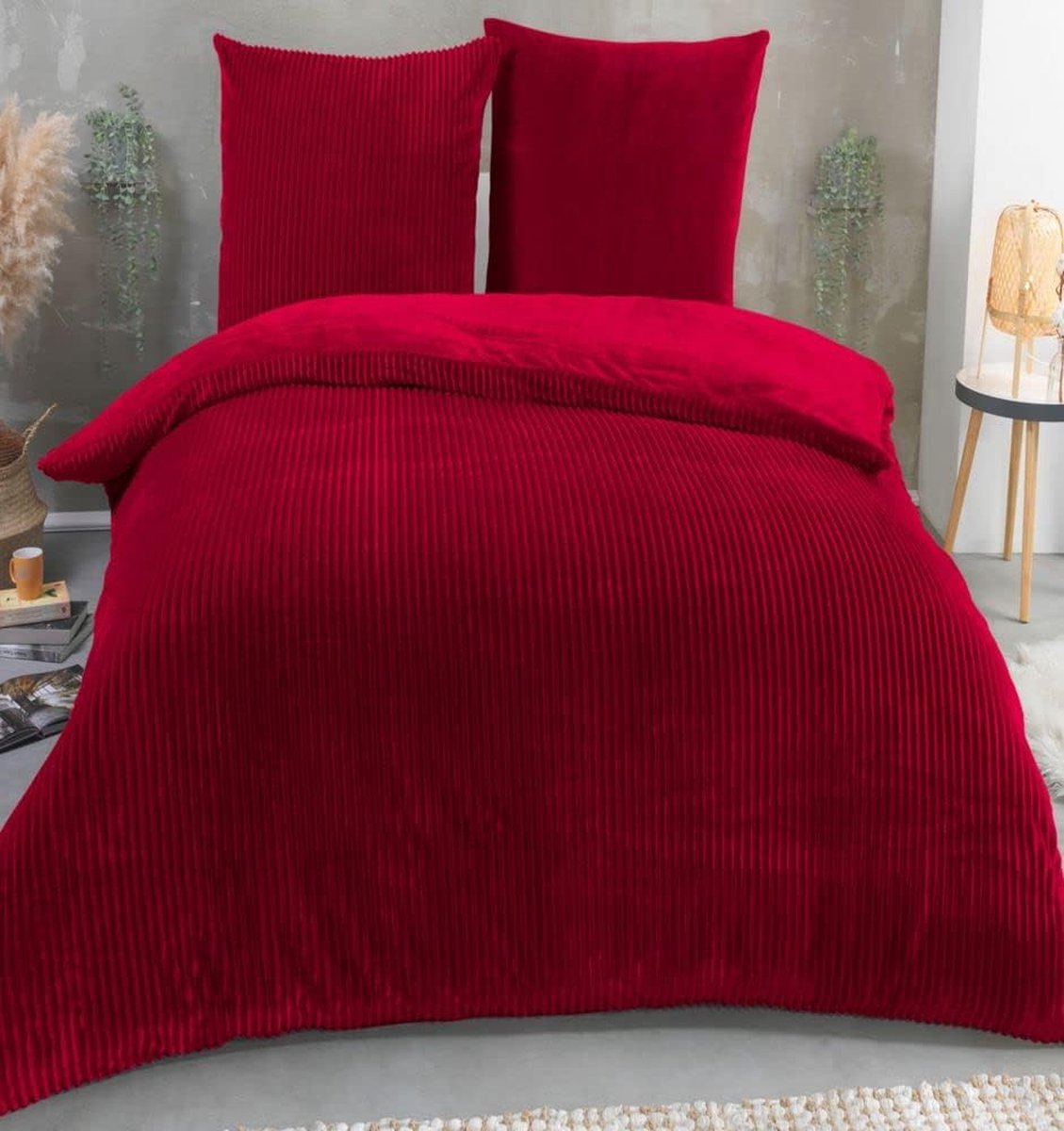 Omkeerbaar pluche beddengoed, 135 x 200 of 155 x 220 cm met 80 x 80
