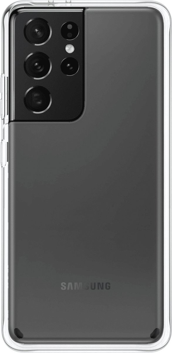 Telefoonglaasje Hoesje Geschikt voor Samsung Galaxy S21 Ultra - Siliconen - Transparant - Beschermhoes - Case - Cover