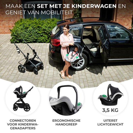 Kinderkraft NEWLY - Kinderwagenset 4in1 - Autostoel I-size met basis - Grijs van Kinderkraft — afbeelding 3