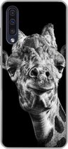 Geschikt voor Samsung Galaxy A50 hoesje - Giraffe - Dier - Zwart - Wit - Siliconen Telefoonhoesje