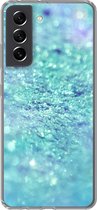Geschikt voor Samsung Galaxy S21 FE hoesje - Blauw - Licht - Abstract - Siliconen Telefoonhoesje
