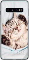 Geschikt voor Samsung Galaxy S10 hoesje - Kitten - Grappig - Bed - Kinderen - Jongens - Meisjes - Kids - Siliconen Telefoonhoesje