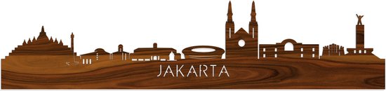Skyline Jakarta Palissander hout - 100 cm - Woondecoratie - Wanddecoratie - Meer steden beschikbaar - Woonkamer idee - City Art - Steden kunst - Cadeau voor hem - Cadeau voor haar - Jubileum - Trouwerij - WoodWideCities