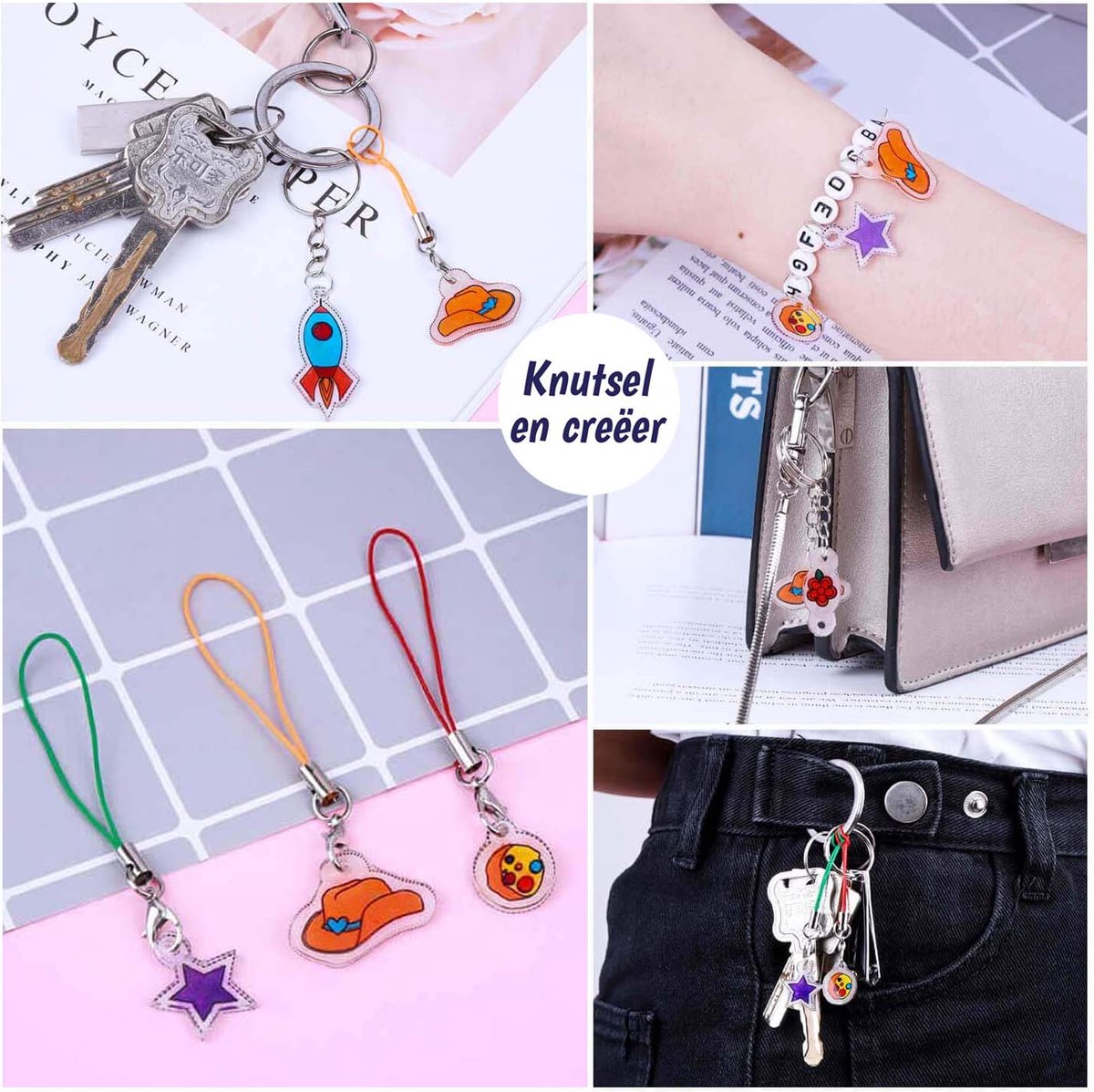 Krimpfolie - 203 Stuks - Krimpie Dinkie - Sleutelhangers Maken - Kleurpotloden - Knutselen - Sieraden Maken — afbeelding 6