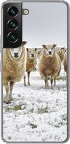 Geschikt voor Samsung Galaxy S22 hoesje - Schapen - Wol - Sneeuw - Siliconen Telefoonhoesje