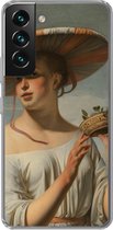 Geschikt voor Samsung Galaxy S22 Plus hoesje - Meisje met een brede hoed - Schilderij van Caesar Boëtius van Everdingen - Siliconen Telefoonhoesje