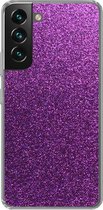 Geschikt voor Samsung Galaxy S22 hoesje - Glitter - Roze - Design - Abstract - Siliconen Telefoonhoesje