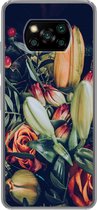 Geschikt voor Xiaomi Poco X3 Pro hoesje - Boeket - Stilleven - Bloemen - Planten - Rood - Siliconen Telefoonhoesje