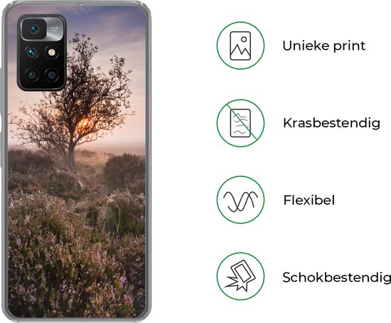 Coque de téléphone compatible avec Xiaomi et Redmi 10 - La lande au lever du soleil - Coque en Siliconen
