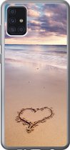 Geschikt voor Samsung Galaxy A52 5G hoesje - Hart op het strand in Nederland - Siliconen Telefoonhoesje
