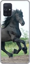 Geschikt voor Samsung Galaxy A51 hoesje - Paard - Zwart - Natuur - Siliconen Telefoonhoesje