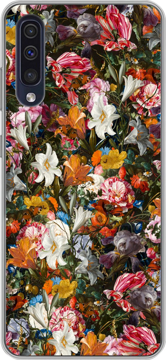 Telefoonhoesje Geschikt voor Samsung Galaxy A30s hoesje - Bloemen - Vlinder - Design - Kunst - Abstract - Schilderij - Oude meesters - Siliconen Telefoonhoesje Telefoonhoesje