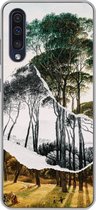 Geschikt voor Samsung Galaxy A50 hoesje - Italiaans landschap parasoldennen - Kunst - Hendrik Voogd - Schilderij - Zwart wit - Oude meesters - Siliconen Telefoonhoesje