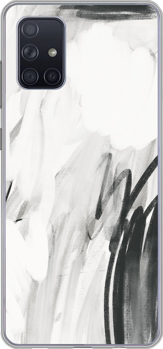 Telefoonhoesje Geschikt voor Samsung Galaxy A51 5G hoesje - Kunst - Zwart - Wit - Abstract - Siliconen Telefoonhoesje Telefoonhoesje