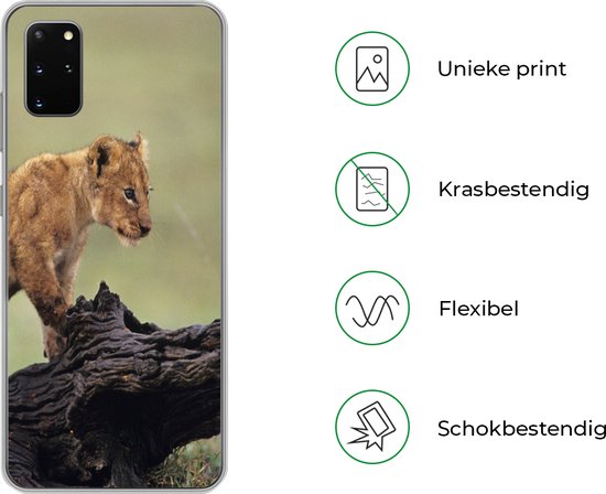 Coque Samsung Galaxy S20 Plus - Lion - Tronc d'arbre - Cub - Siliconen