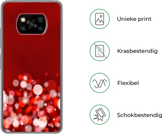 Xiaomi Poco X3 Pro - Paillettes rouges avec arrière-plan flou - Coque de téléphone en Siliconen