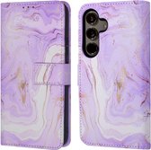 iMoshion Hoesje Geschikt voor Samsung Galaxy S24 Plus Hoesje Met Pasjeshouder - iMoshion Design Bookcase smartphone - Meerkleurig / Purple Marble