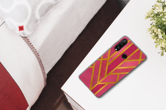 Coque Huawei P30 Lite - Or - Rose - Géométrique - Coque de téléphone en Siliconen