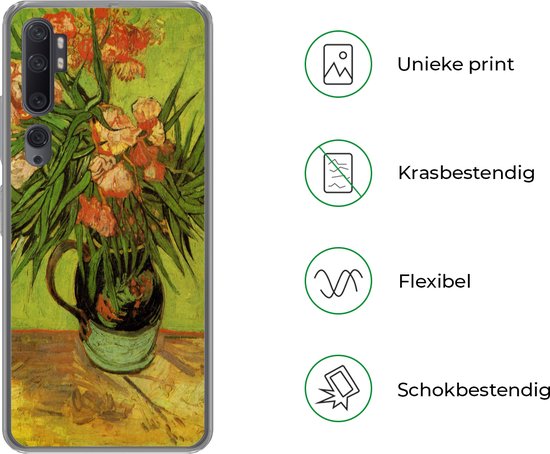 Xiaomi Mi Note 10 - Vase nature morte avec lauriers roses et livres - Vincent van Gogh - Coque de téléphone en Siliconen