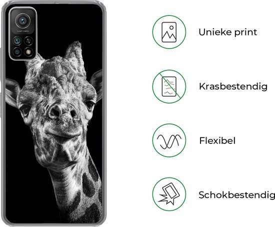 Xiaomi Mi 10T 5G - Girafe - Animal - Zwart - Wit - Coque de téléphone en Siliconen