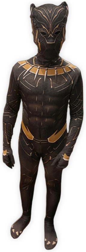 Superheldendroom - Killmonger - Golden Jaguar suit - 140 (8/9 Jaar) - Verkleedkleding - Superheldenpak