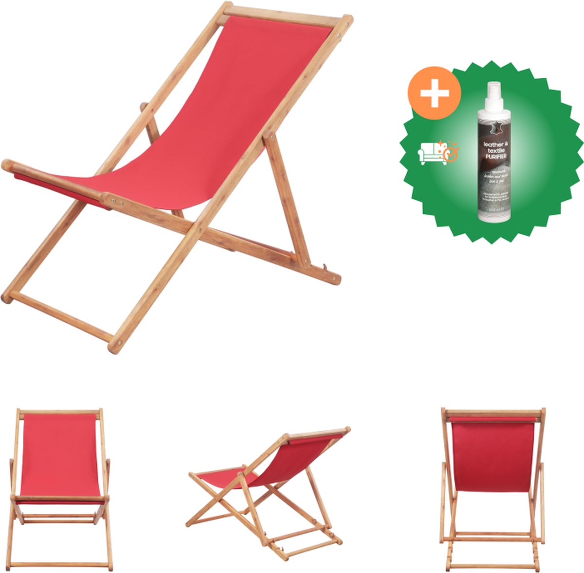 VidaXL Campingstoel Strandstoelen 60x98.5 100 106 cm Inklapbaar en verstelbaar Tuinstoel Inclusief Reiniger