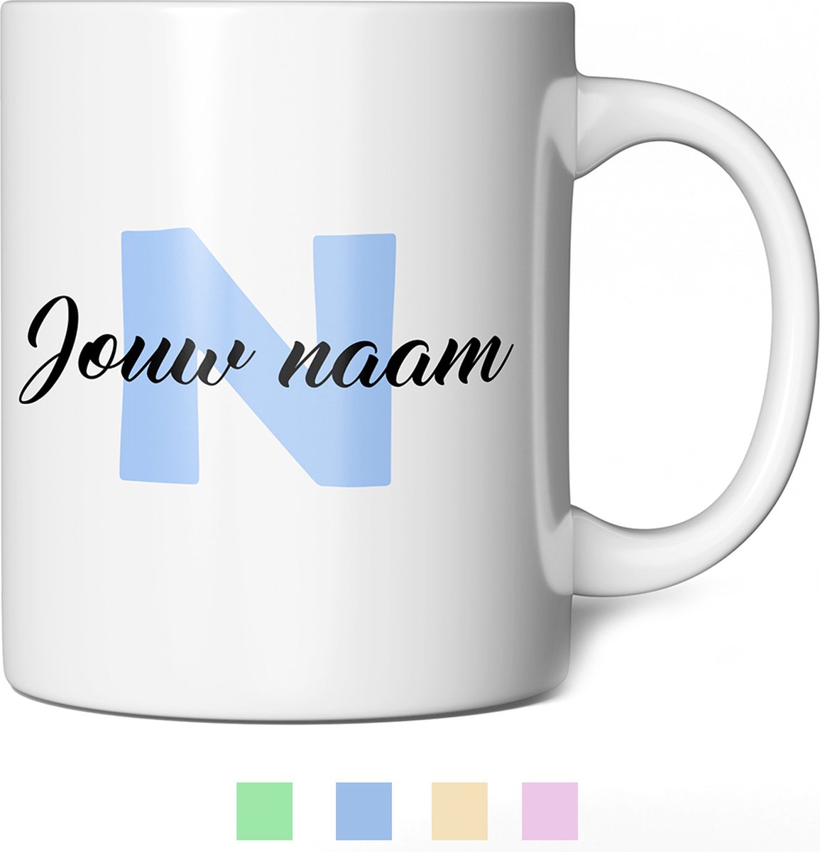 Mok met eigen naam - Blauwe koffiemok - Mokken Beker met naam of tekst - Gepersonaliseerde mok - Mokken set - 350ml