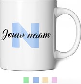 Mok met eigen naam - Blauwe koffiemok - Mokken Beker met naam of tekst - Gepersonaliseerde mok - 350ml (1 stuk)