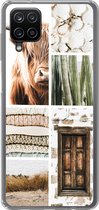 Geschikt voor Samsung Galaxy A12 hoesje - Schotse hooglander - Collage - Cactus - Siliconen Telefoonhoesje