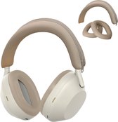 Housse en silicone kwmobile pour écouteurs - Compatible avec Sony WH-1000XM5 - Pour dragonne et coussinets d'oreille - 3x en beige