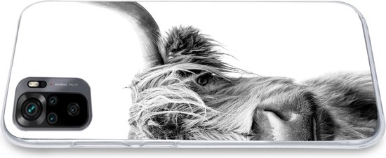 Coque Xiaomi Redmi Note 10 - Highlander écossais - Animaux - Zwart - Wit - Coque de téléphone en Siliconen
