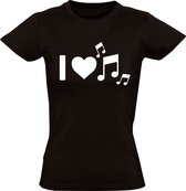 I Love Music Dames T-shirt - muziek - feest - dj - festival - sound - rock - pop - radio