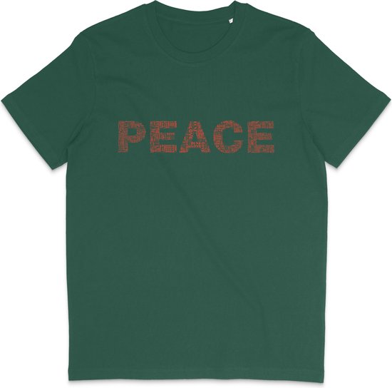 Heren en Dames T shirt - Peace, Vrede - Groen - XL
