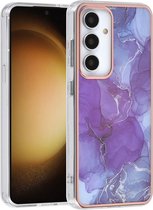 Multimedia & Accessoires Siliconen Marmer Harde Back Cover Case Hoesje geschikt voor Samsung Galaxy S24 – TPU – Harde Plastic – Paars