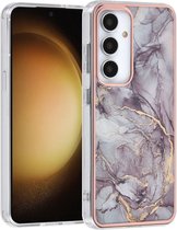Multimedia & Accessoires Siliconen Marmer Harde Back Cover Case Hoesje geschikt voor Samsung Galaxy S24 – TPU – Harde Plastic – Grijs