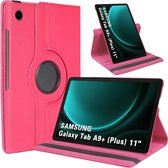 Draaibaar Hoesje - Rotation Tabletcase - Multi stand Case Geschikt voor: Samsung Galaxy Tab A9+ (Plus) 11 inch 2023 (SM-X210, SM-X215, ,SM-X216, SM-X218) Donkerroze