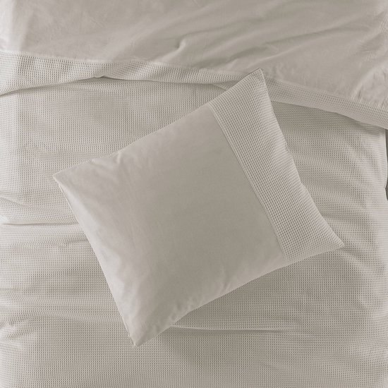 Papillon Dekbedovertrek Mendoza Wafel Zand - 140x200/220 cm - Hoogwaardige Percale Katoen Super Zacht van Papillon — afbeelding 4