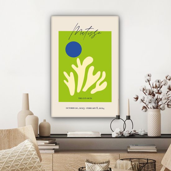 Canvas schilderij 40x60 cm - Wanddecoratie Matisse - Groen - Abstract - Kunst - Muurdecoratie woonkamer - Kamer decoratie modern - Abstracte schilderijen