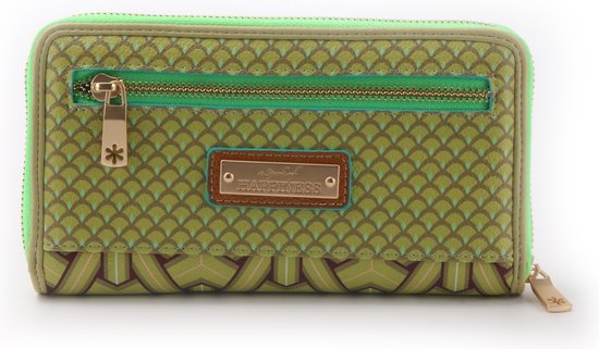 A Spark of Happiness | Wallet L Groen Retro | Portemonnee groen, retro | Dames portemonnee | Groen, retro, gebloemd | TO2302