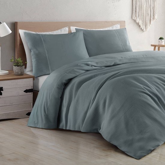 Papillon Deluxe + - Vert Mendoza - Housse de couette - Lits jumeaux - 240x220 / 260 cm + 2 Taies d'oreiller 60 x 70 cm - Katoen percale égyptien