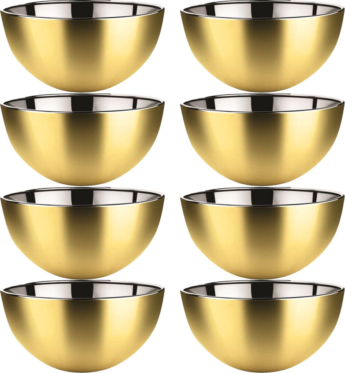 Svenska Living - 8x - Kommetjes/schaaltjes - mat goud - RVS - D13 x 7 cm - serveerschalen