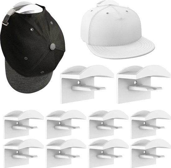10 stuks zelfklevende hoedhaken, kaphouder, wandkaphouder, hoedhouder, hoedenhouder, zelfklevende hoed-organizer voor verschillende mutsen, hoofdtelefoons, sjaals, tassen, sleutelhangers (2)