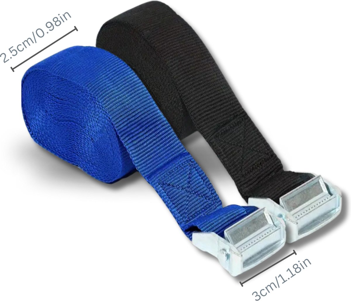 Flamora 4x Spanband Zwart Veelzijdige Sjorbanden 5 Meter