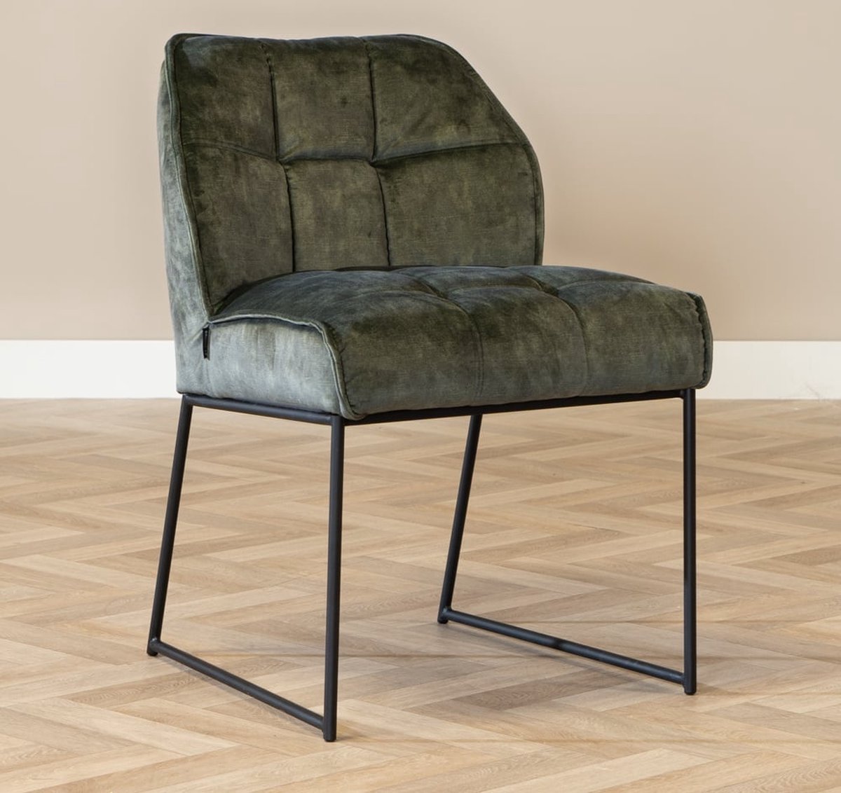 Bronx71® Velvet eetkamerstoel Janna groen - stoel