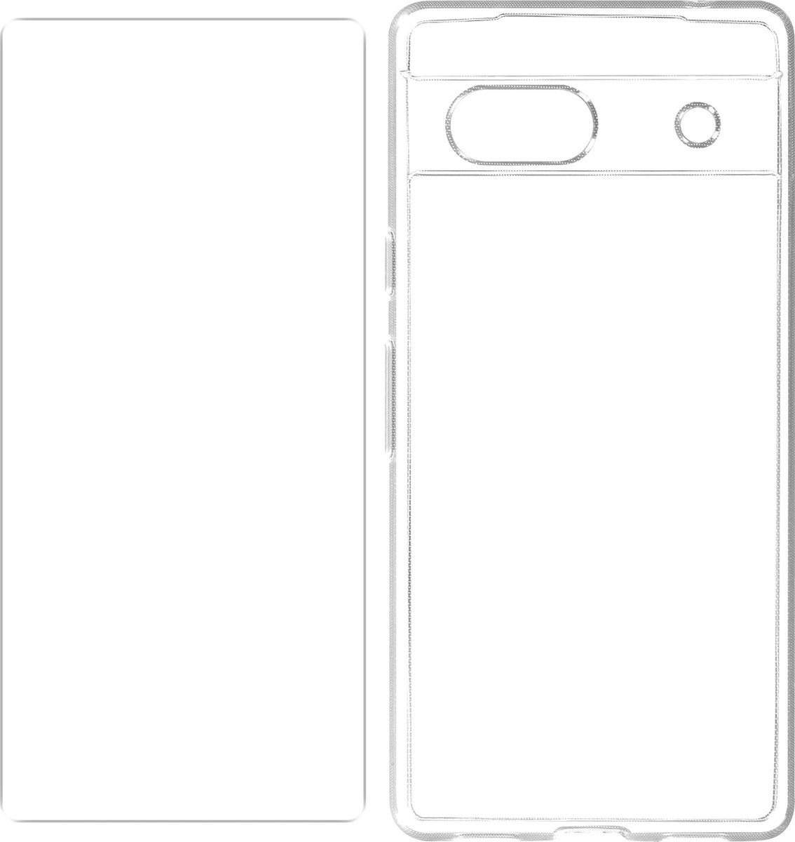 Avizar Case Geschikt voor Google Pixel 7a siliconengel en 9H gehard glas, Transparant